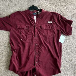 Magellan Outdoors Men's Burgundy Casual Button Down Shirt